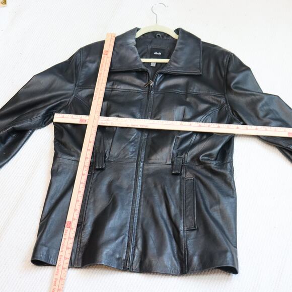 JLC New York Black Leather Jacket Women’s Large Zip Front Outerwear - Picture 3 of 7